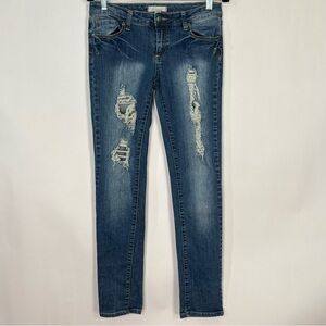 2.1 Denim Blue Wash Jeans Distressed Skinny Jeans Sz 28